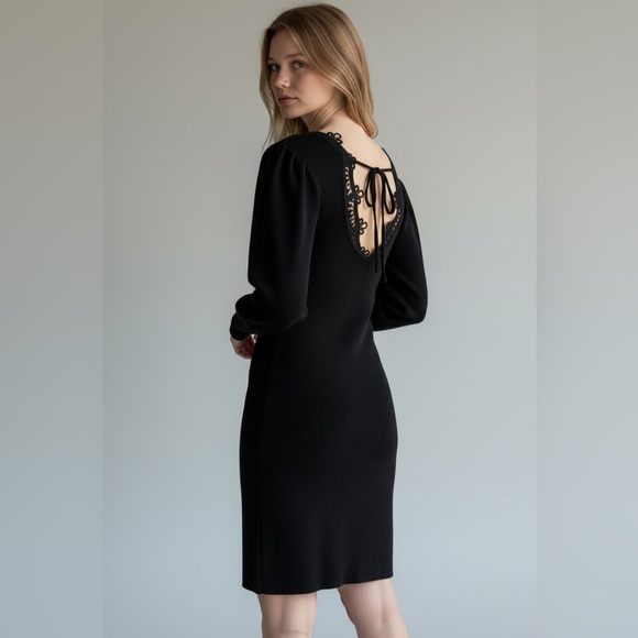 BTFBM Dresses & Skirts - *NWT* Flattering BTFBM Black Ribbed Knit Mini Dress Lace-Up Back Size M